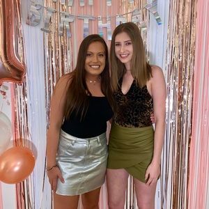 green leather wrap skirt!